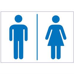 Restroom Stickers Vinyl Unisex Blue On White